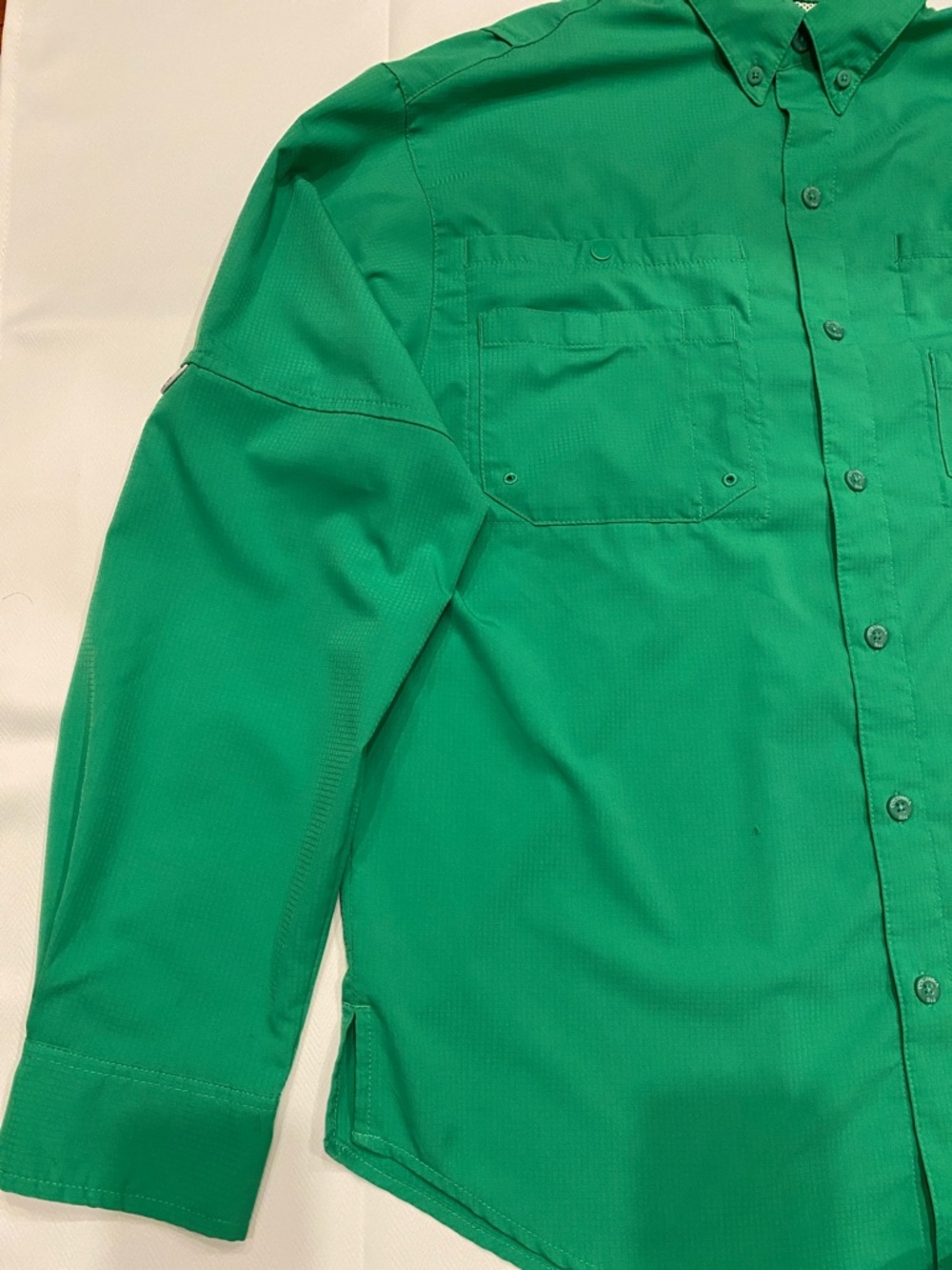 Columbia PFG Men’s S Bright Green Long-Sleeve Button-Down Shirt - Picture 4 of 8